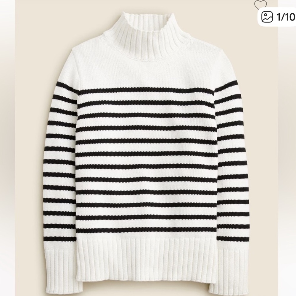 J. Crew Cotton Striped Turtleneck Sweater